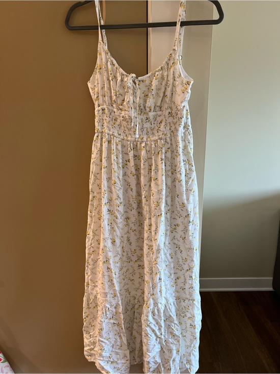 Hollister Dresses & Skirts - Hollister White Maxi Dress with Yellow Floral Print